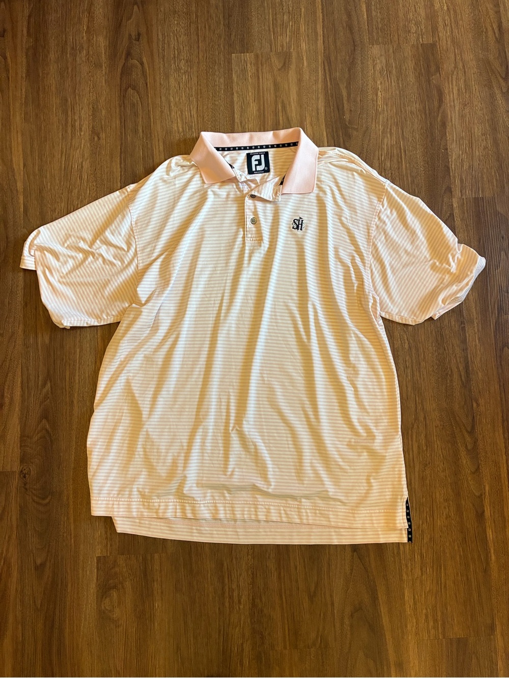FootJoy Lisle Men’s XL Pink/White Striped Short Sleeve Golf Polo Sand Hills